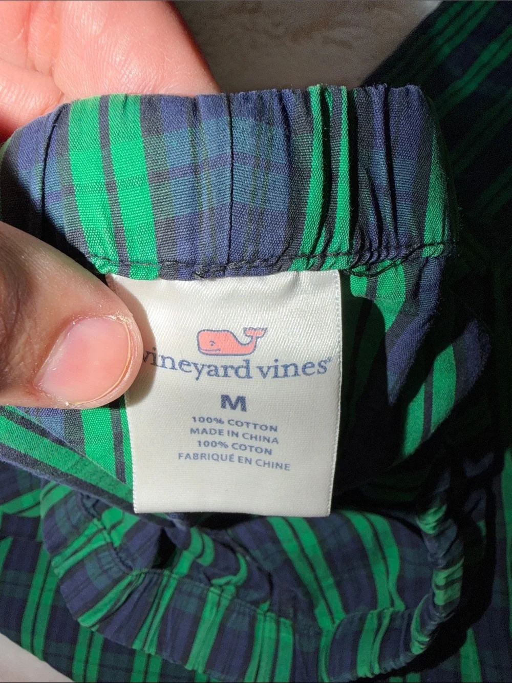 Vineyard Vines Green and Navy Plaid Cotton PJ Pants Sz Medium